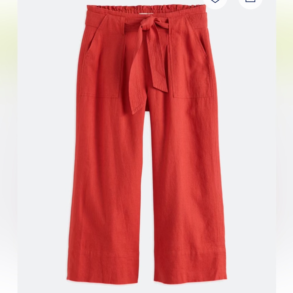 NWT MASON & BELLE Melanie Wide Leg Crop Pant. Size 12. Orangey red. Linen/rayon